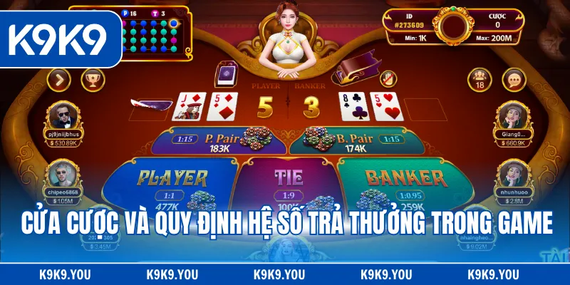Cửa cược và quy định hệ số trả thưởng trong game